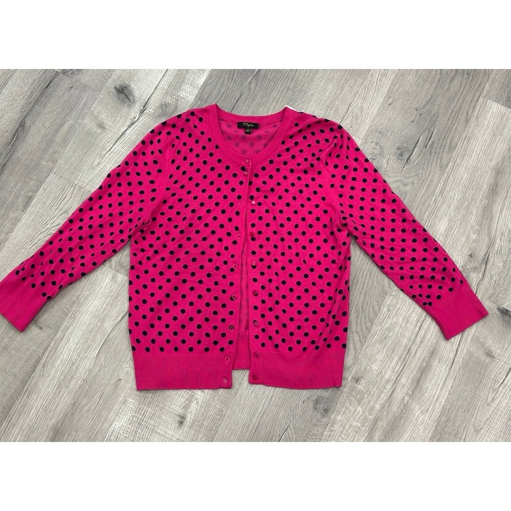 Cupio‎ Pink Polka Dot Cardigan | Lightweight Button Front Sweater